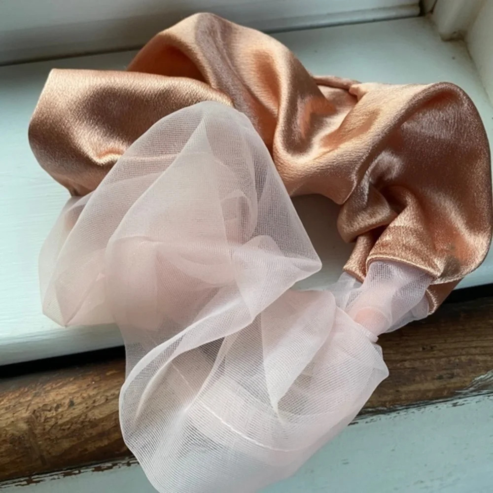 Anthropologie Satin Chiffon Pink Mega Scrunchie